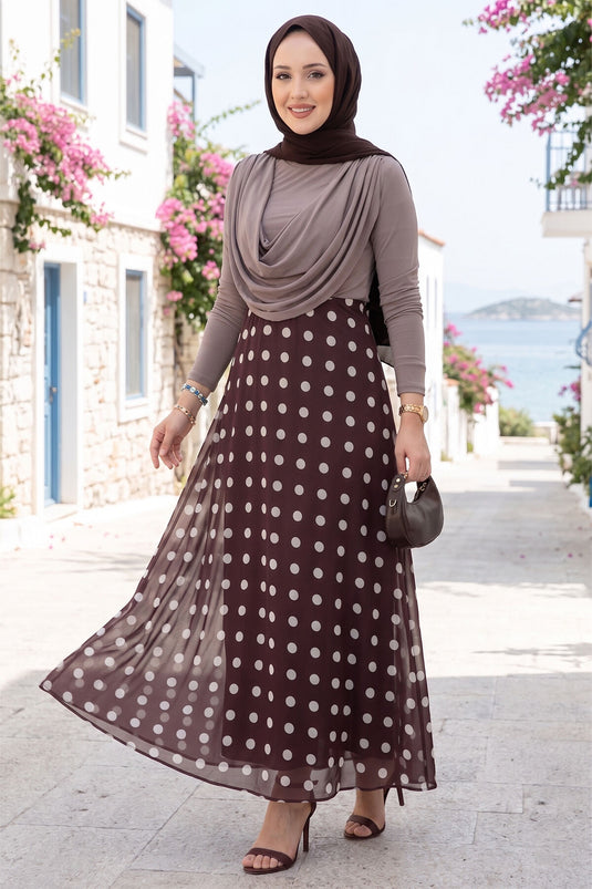 Jupe en tulle chiffon à pois motif prune