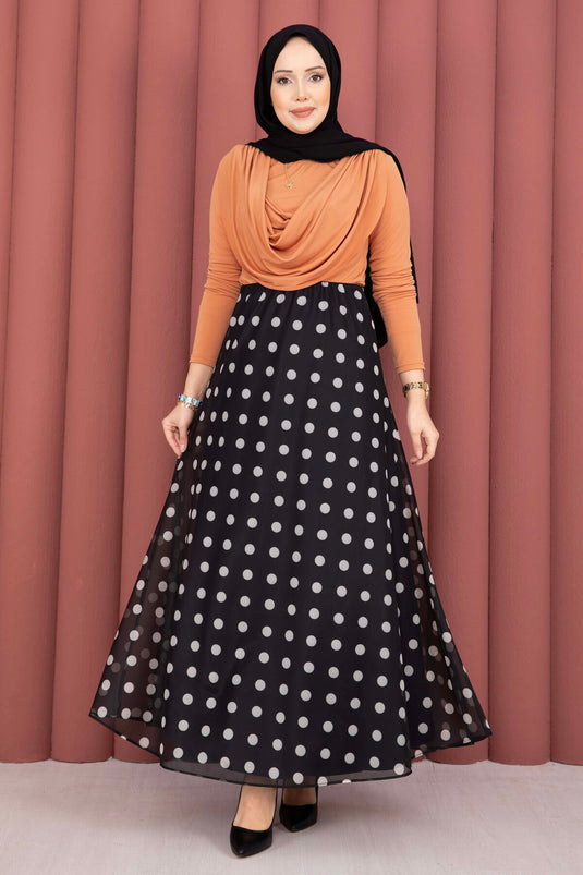 Jupe en tulle chiffon à pois noir