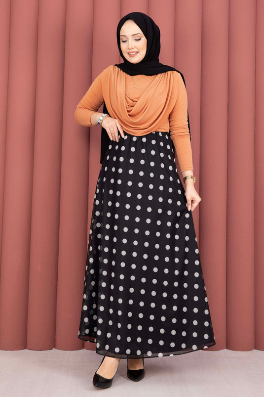 Jupe en tulle chiffon à pois noir