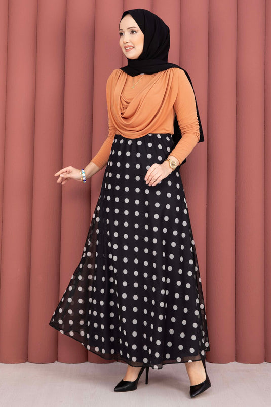 Jupe en tulle chiffon à pois noir