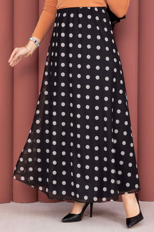 Black Polka Dot Chiffon Tulle Skirt