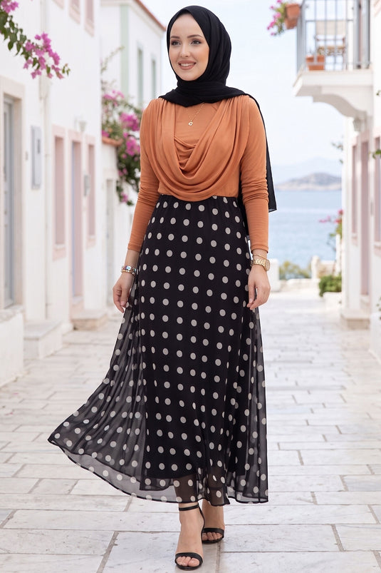 Jupe en tulle chiffon à pois noir