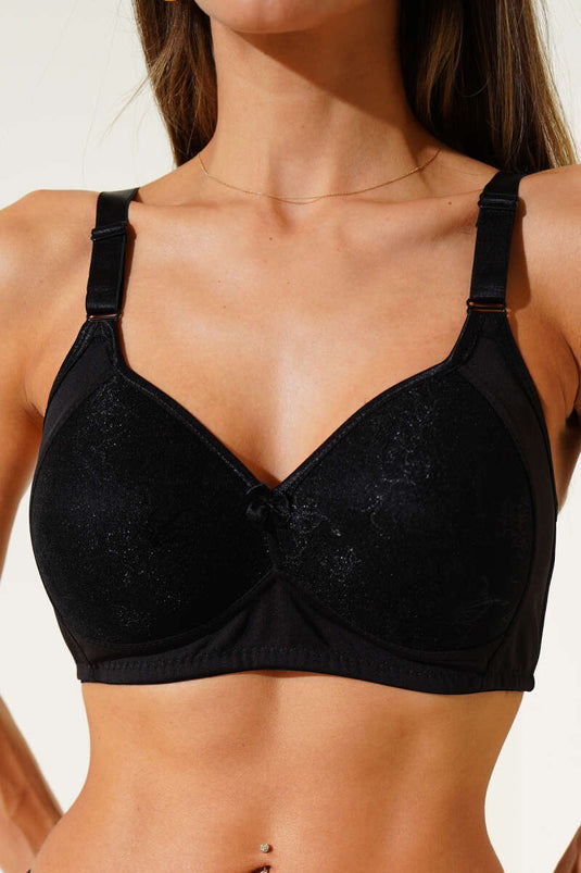 حمالة صدر من التول المنقط غير داعمة، أسود