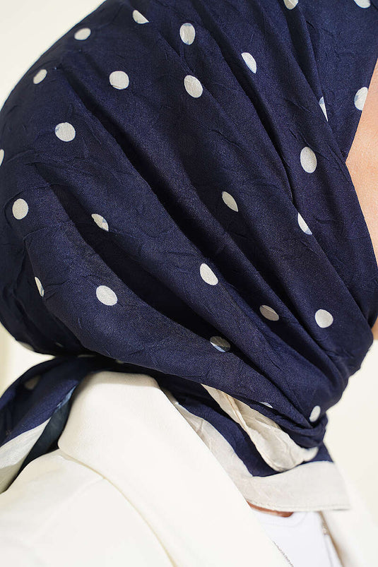 Écharpe En Bambou À Pois Bleu Marine