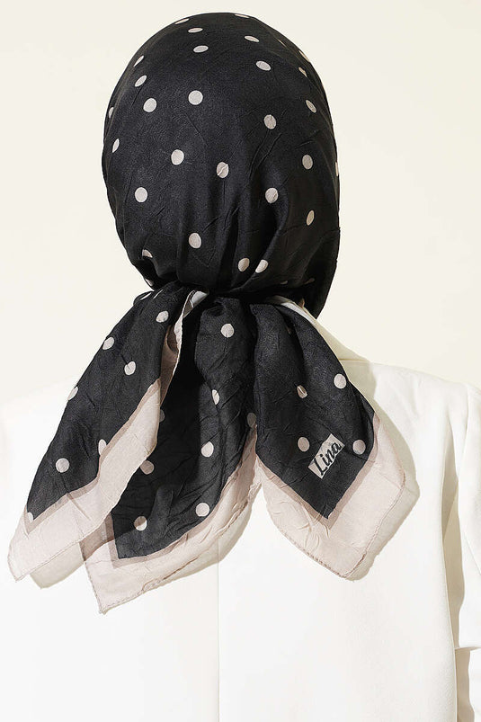Écharpe En Bambou À Pois Noir Et Beige