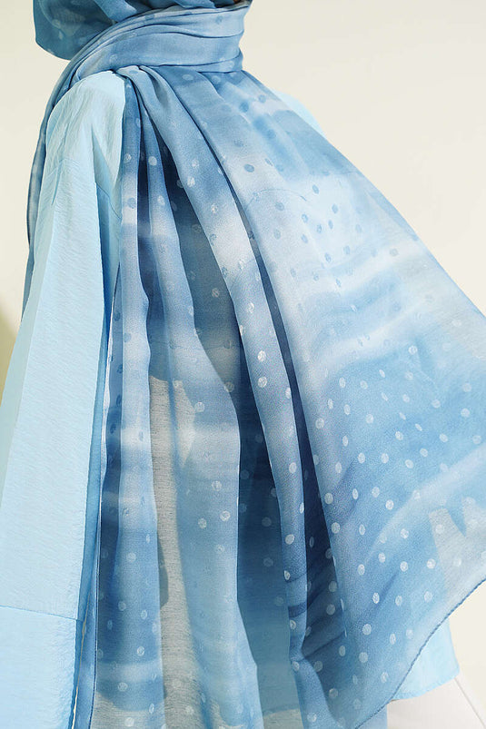 Foulard dégradé à pois turquoise