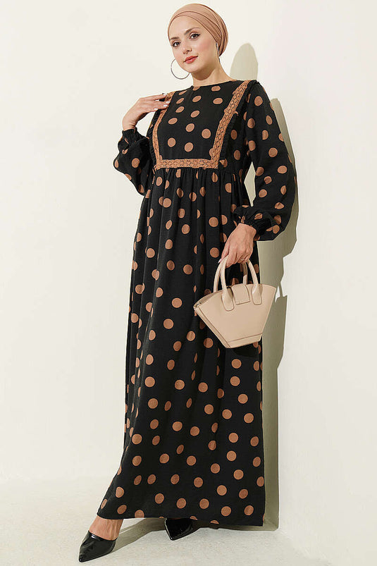 Punkte Rüschen Kleid Latte