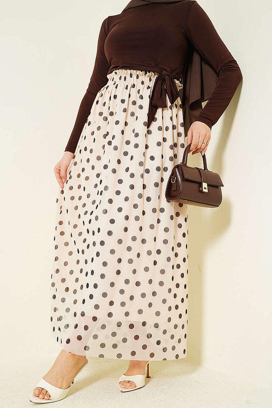 Jupe en chiffon à pois beige