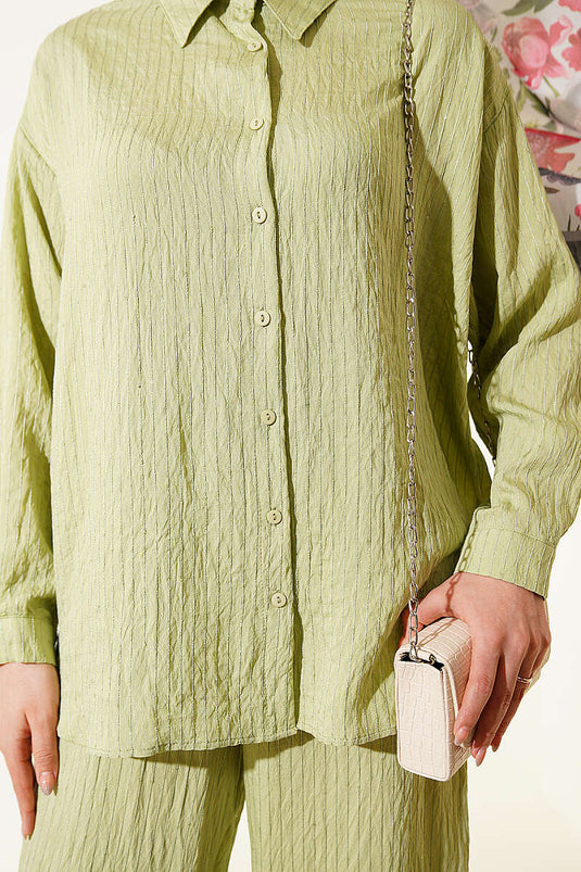 Ensemble deux pièces rayé avec détails à paillettes, vert pistache