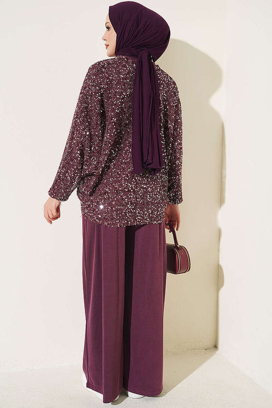 Lila Pailletten Dreierset