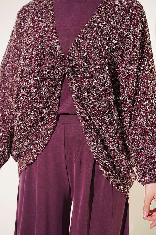 Lila Pailletten Dreierset