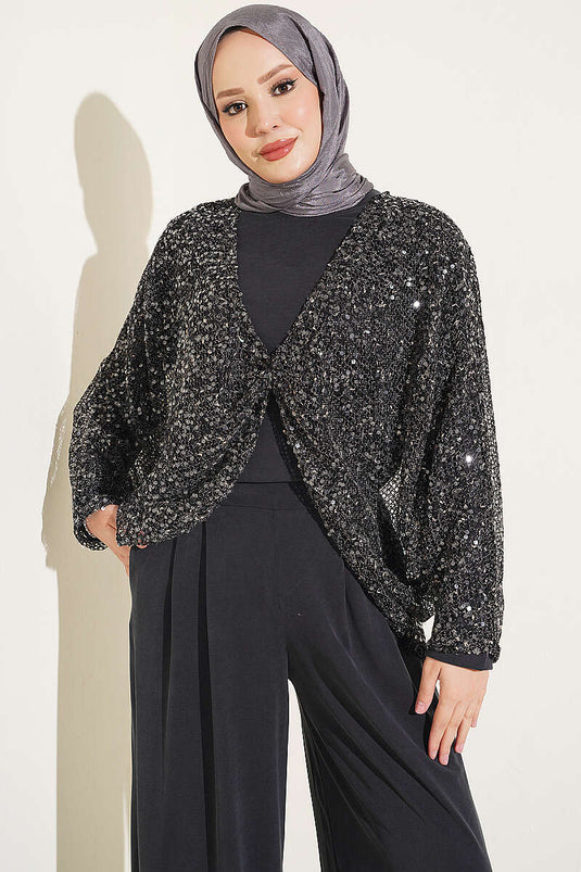 Dreiteiliges Set Mit Pailletten In Schwarz
