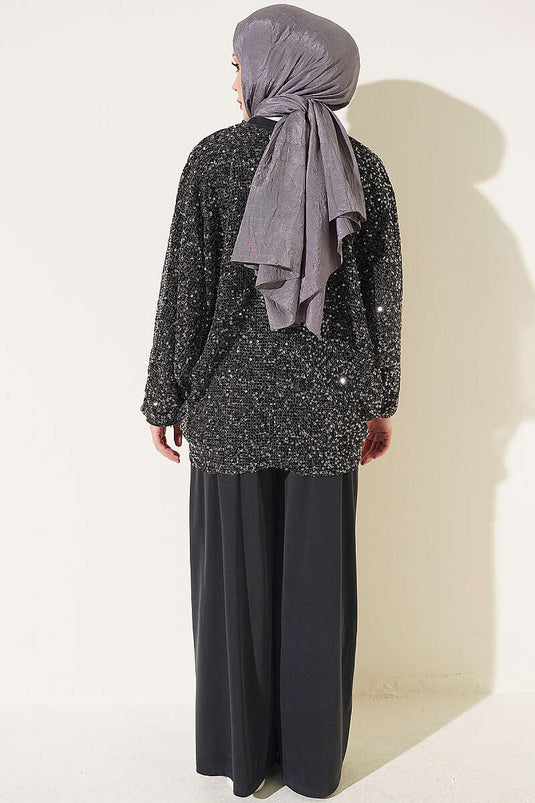 Dreiteiliges Set Mit Pailletten In Schwarz