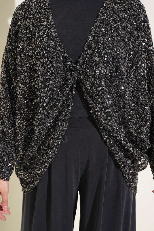 Dreiteiliges Set Mit Pailletten In Schwarz