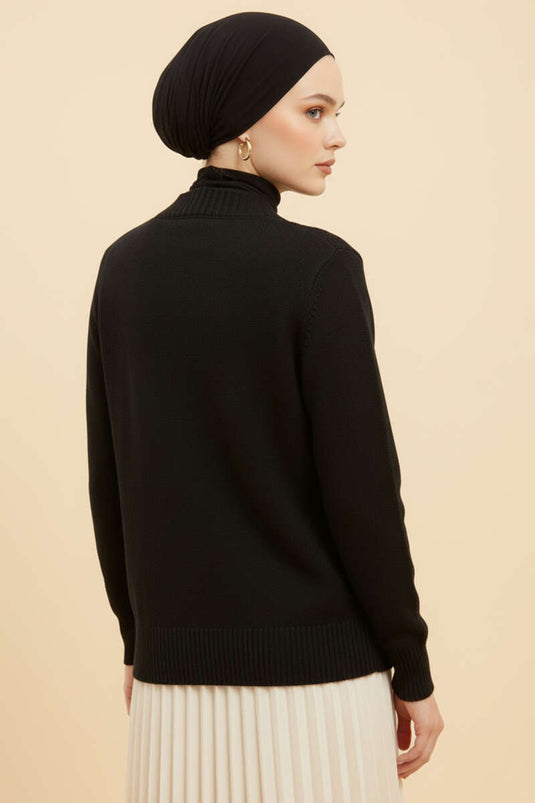 Sequined Lace Short Knit Cardigan Black