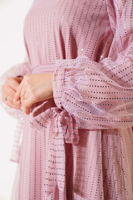 Ruffled Tulle Dress Powder