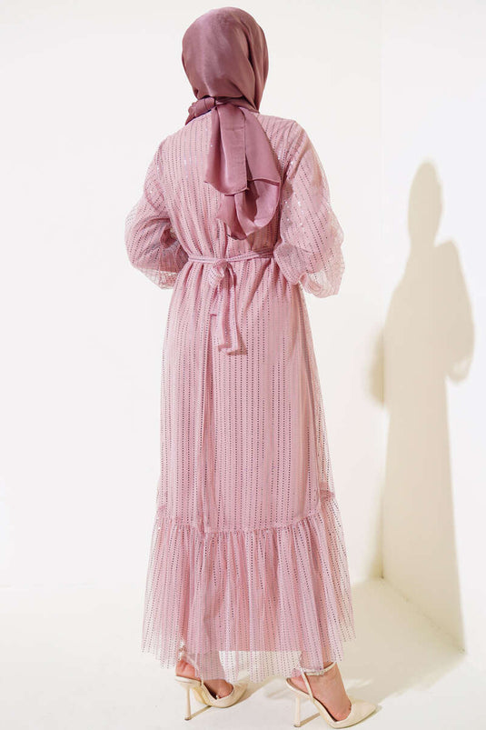 Ruffled Tulle Dress Powder