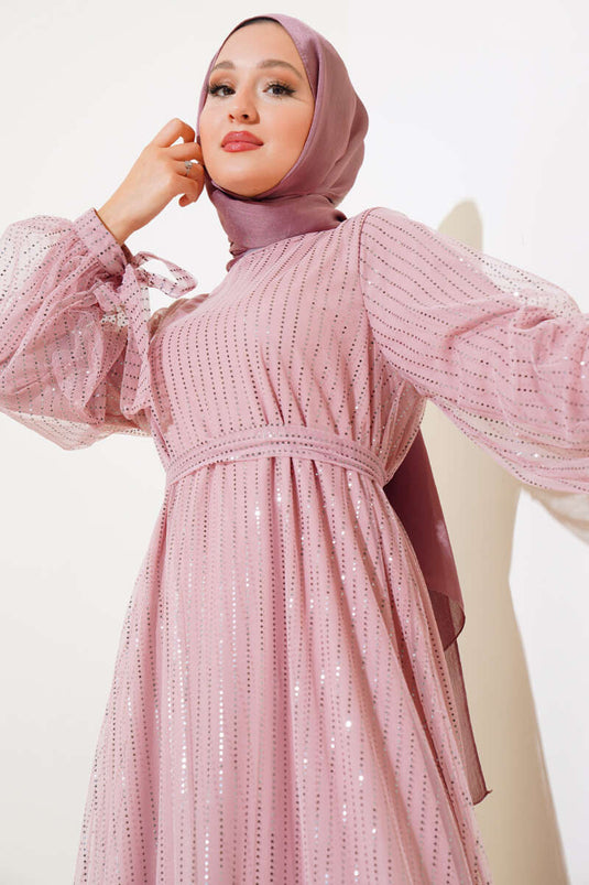 Ruffled Tulle Dress Powder