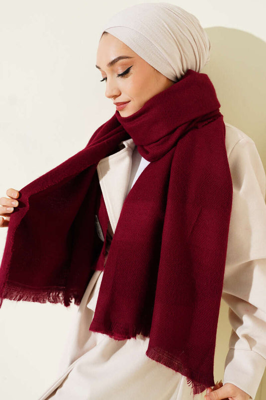 Shoulder Shawl with Tassel Detail Burgundy