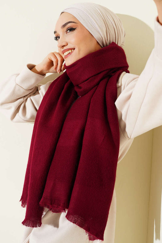 Shoulder Shawl with Tassel Detail Burgundy