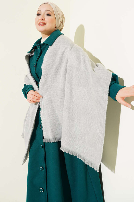 وشاح كتف مزين بشرابة رمادي