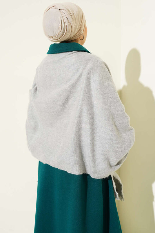 Püskül Detaylı Omuz Şalı Gri