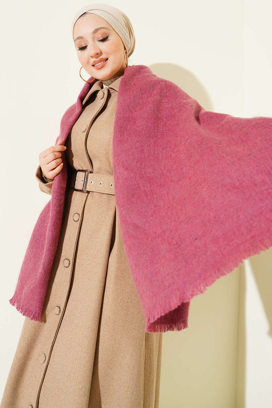 Püskül Detaylı Omuz Şalı Gül Kurusu