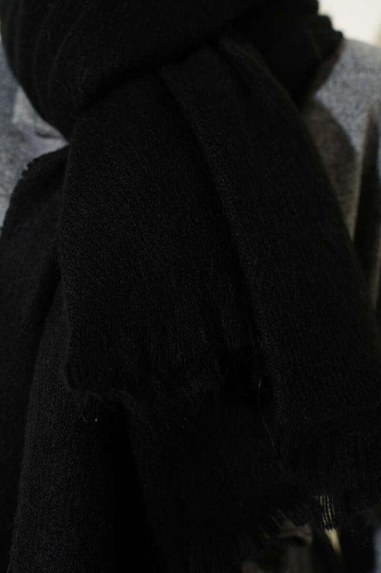 Schultertuch Mit Quasten, Schwarz