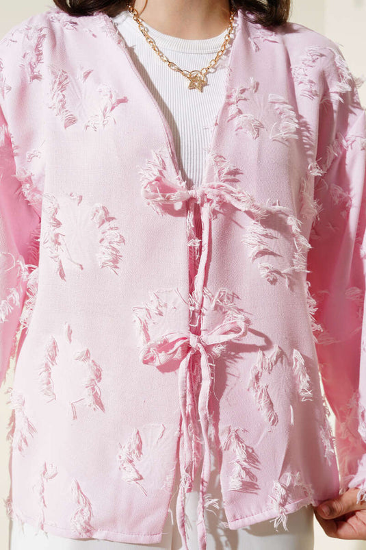 Tassel Tied Kimono Pink