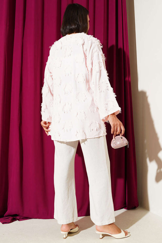 Püsküllü İp Bağcıklı Kimono Pembe