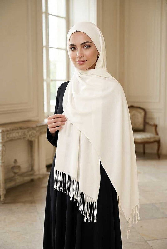 Écharpe À Franges Beige Pour Épaule