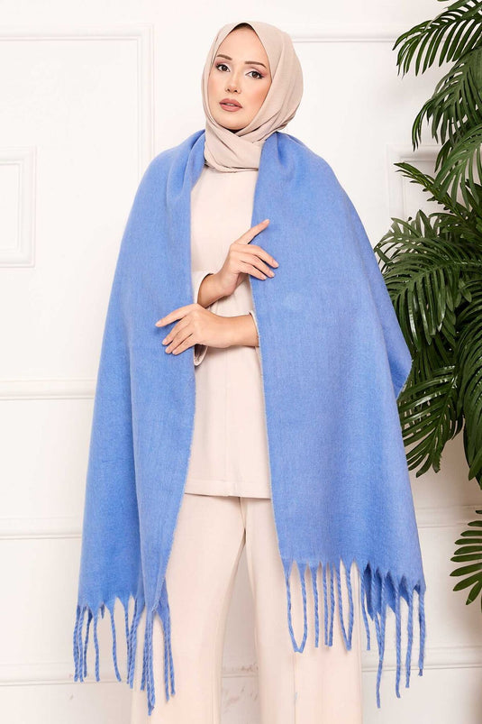 Fringed Shoulder Shawl Indigo