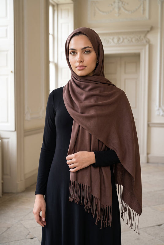 Écharpe À Franges Pour Épaule Marron