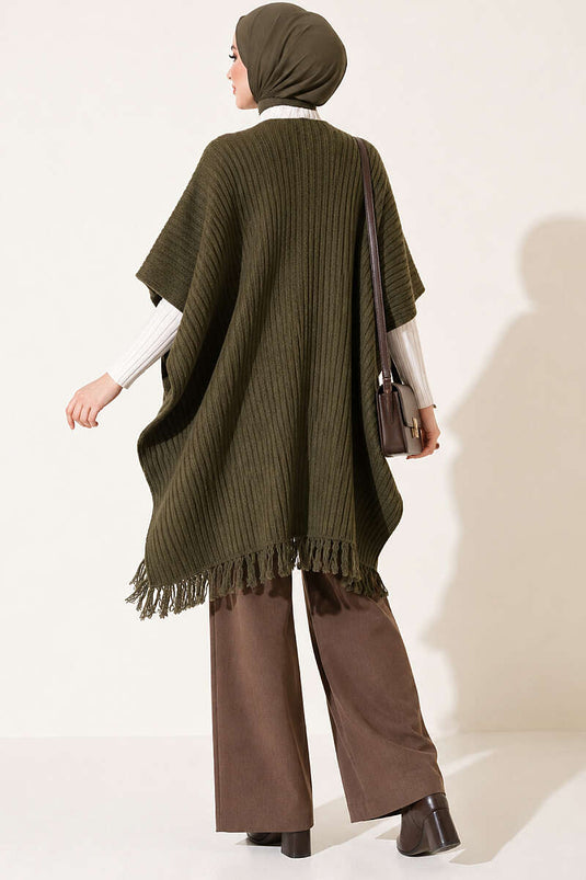 Écharpe À Épaules En Tricot Avec Capuche Kaki
