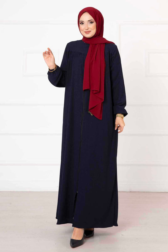 Rahat Kalıp Büzgülü Ferace Lacivert