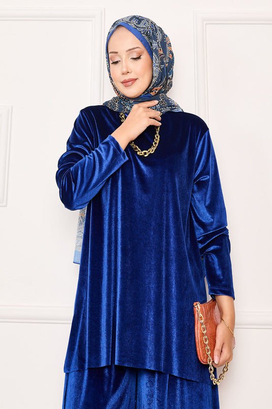 Costume deux pièces confortable en velours Saxe