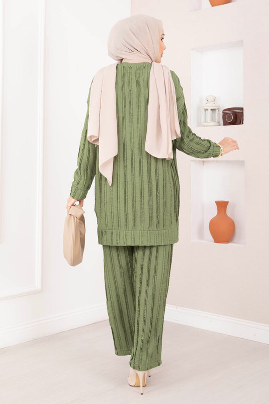 Comfort Fit Pants Two-Piece Set Khaki