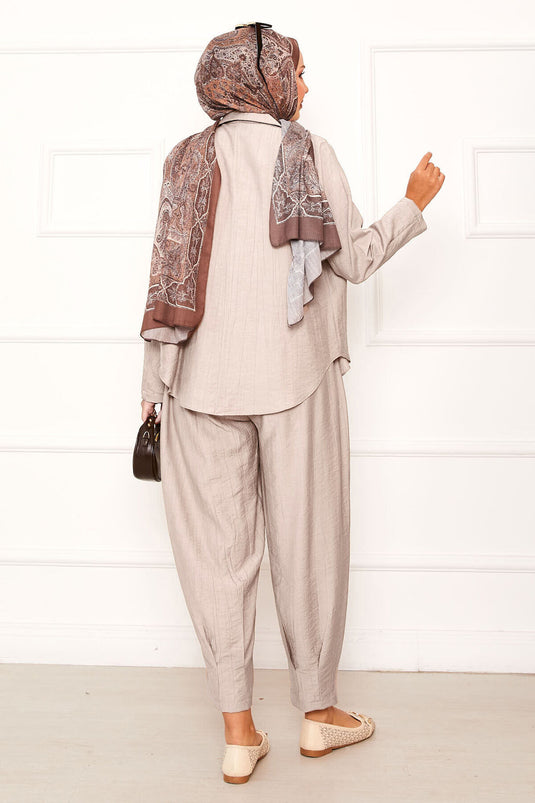 Ensemble pantalon Shalwar coupe décontractée beige