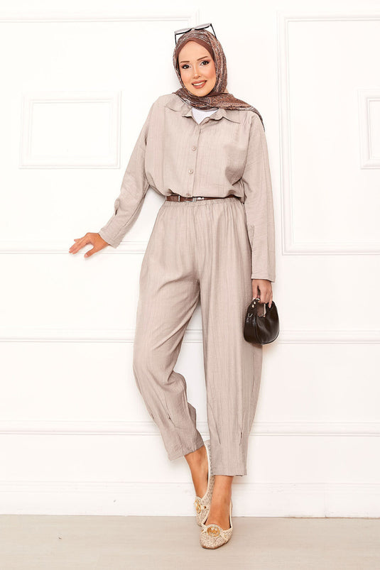 Ensemble pantalon Shalwar coupe décontractée beige