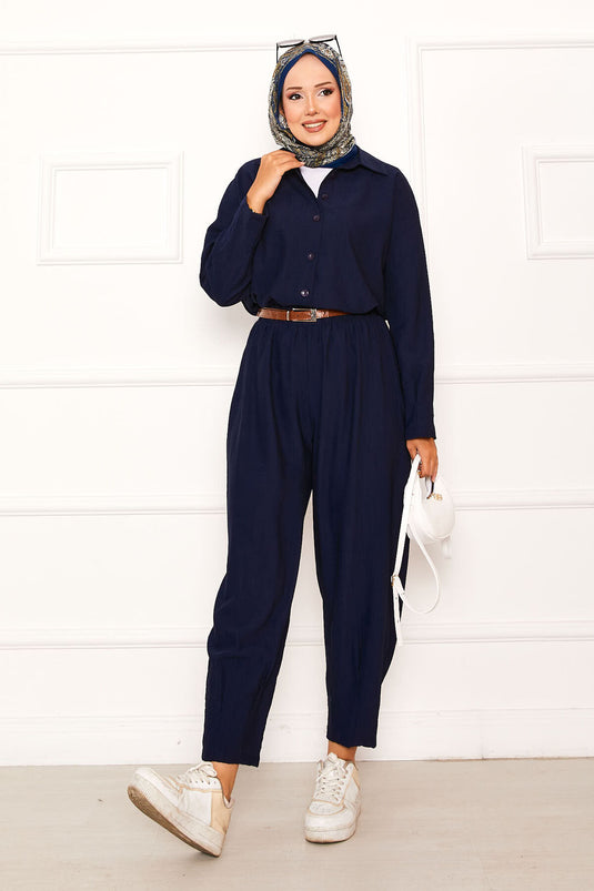 Relaxed Fit Shalwar Trouser Suit Navy Blue