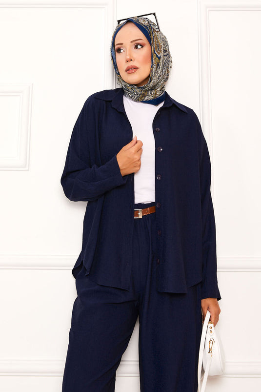 Relaxed Fit Shalwar Trouser Suit Navy Blue