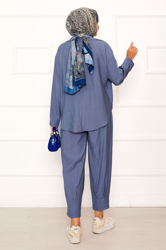 Costume pantalon Shalwar coupe décontractée bleu