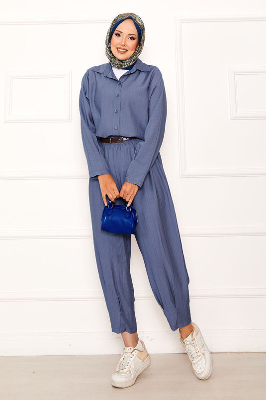 Costume pantalon Shalwar coupe décontractée bleu