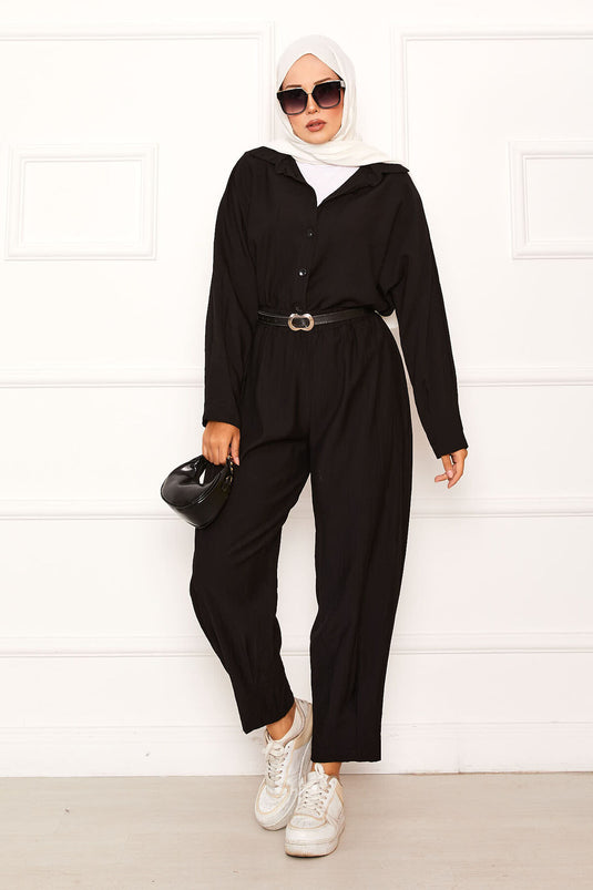 Relaxed Fit Shalwar Trouser Suit Black