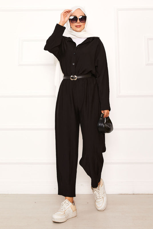 Relaxed Fit Shalwar Trouser Suit Black