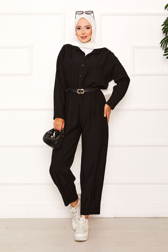Relaxed Fit Shalwar Trouser Suit Black