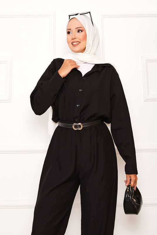 Relaxed Fit Shalwar Trouser Suit Black