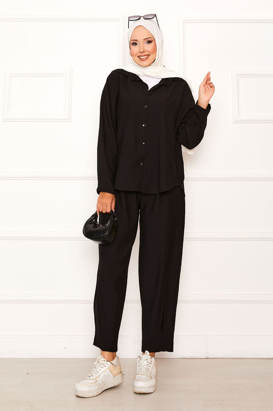 Relaxed Fit Shalwar Trouser Suit Black