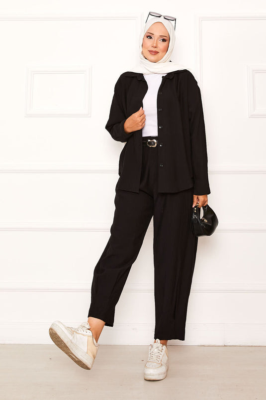 Relaxed Fit Shalwar Trouser Suit Black