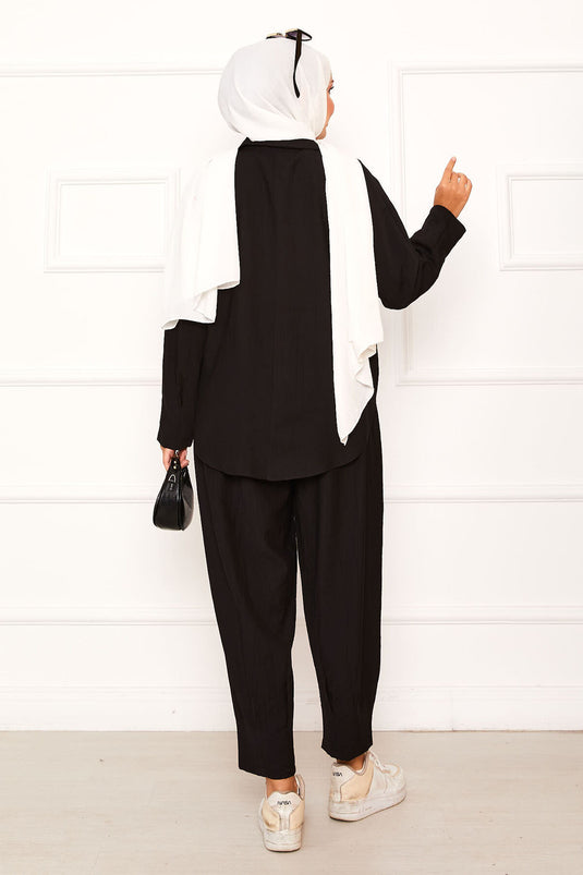 Relaxed Fit Shalwar Trouser Suit Black